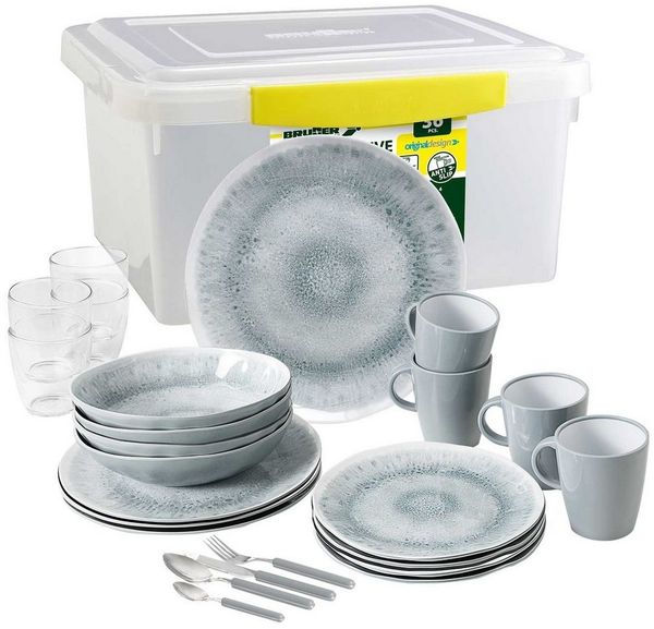 BRUNNER Geschirr-Set BRUNNER Camping Geschirrset PEARL (8, 12, 16, 36-Teile) Rutschfest (36-tlg)