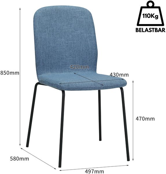 Albatros Esszimmerstühle 4er Set ENNA, blau - stapelbar, bequemer Polsterstuhl - Eleganter Küchenstuhl, Stuhl Esszimmer oder Esstisch Stuhl, Konferenzstuhl , Stückzahl:4, Farbe:Blau Bild 4
