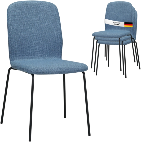 Albatros Esszimmerstühle 4er Set ENNA, blau - stapelbar, bequemer Polsterstuhl - Eleganter Küchenstuhl, Stuhl Esszimmer oder Esstisch Stuhl, Konferenzstuhl , Stückzahl:4, Farbe:Blau