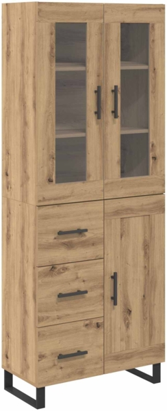 vidaXL Highboard 2 pcs Artisan-Eiche Engineered Wood und Glas 3415994