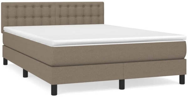 vidaXL Boxspringbett mit Matratze Taupe 140x200 cm Stoff 3140381