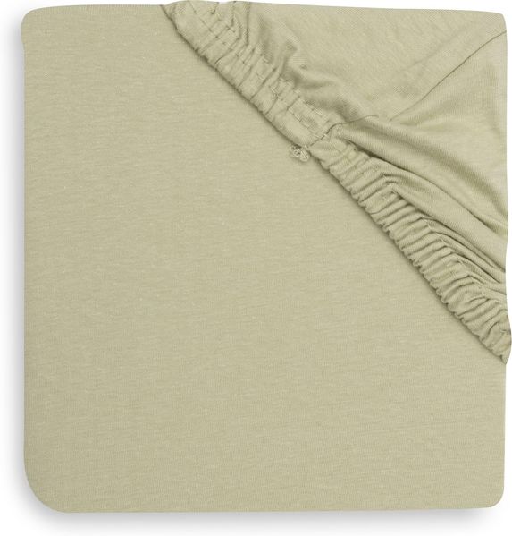 Jollein Spannbettlaken Jersey - Für Babywiege, Beistellbett & Kinderwagen - 40/50x80/90cm - 100% Baumwolle - Mit Gummizug - Soft Matcha