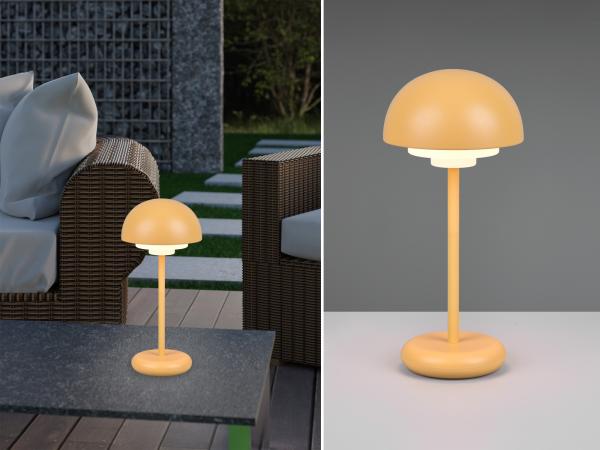 Trio 'Elliot' LED-Akku-Tischleuchte 3 Stufen dimmbar, Kunststoff gelb, Ø 13,5cm x Höhe 30cm