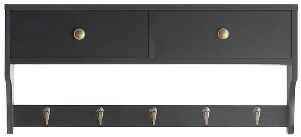 SoBuy FRG178-SCH Wandgarderobe, MDF, Lackiert, Schwarz, 60 x 27 x 15 cm