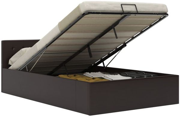 vidaXL Bett mit Bettkasten Hydraulisch Grau Kunstleder 140x200 cm 285525