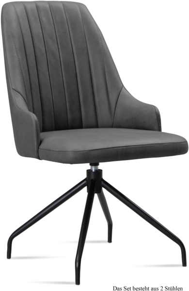 Esszimmerstuhl drehbar (2er-Set) Doreen 52 x 91 x 60 Schwarz/Grau