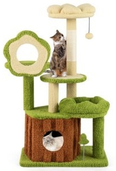 COSTWAY Kratzbaum, mit Katzenhöhle, Ball & Brett, 55x40x92 cm Bild 6