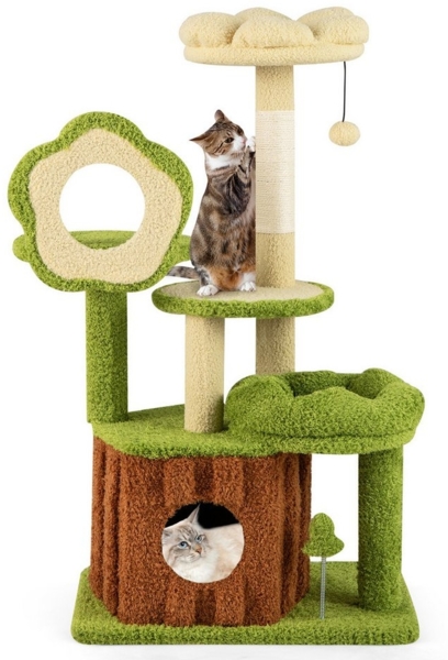 COSTWAY Kratzbaum, mit Katzenhöhle, Ball & Brett, 55x40x92 cm Bild 1