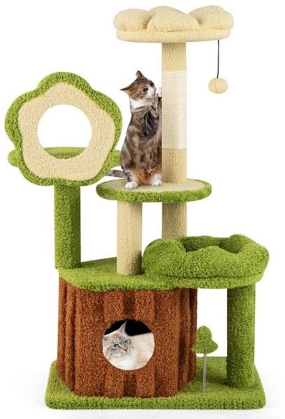 COSTWAY Kratzbaum, mit Katzenhöhle, Ball & Brett, 55x40x92 cm Bild 4