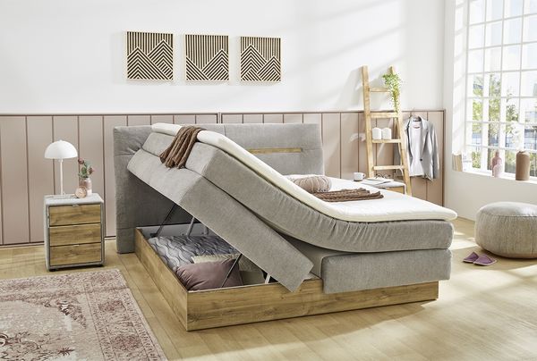 Jockenhöfer 'Nika' Boxspringbett, 180x200 cm, Chenille Grau