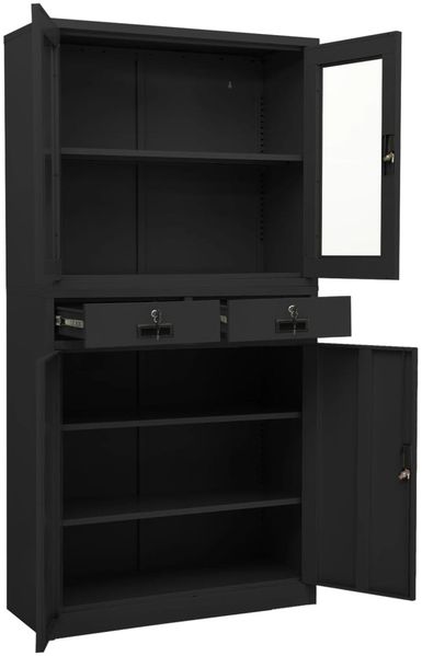 vidaXL Büroschrank Anthrazit 90x40x180 cm Stahl gehärtetes Glas 336424 Bild 6