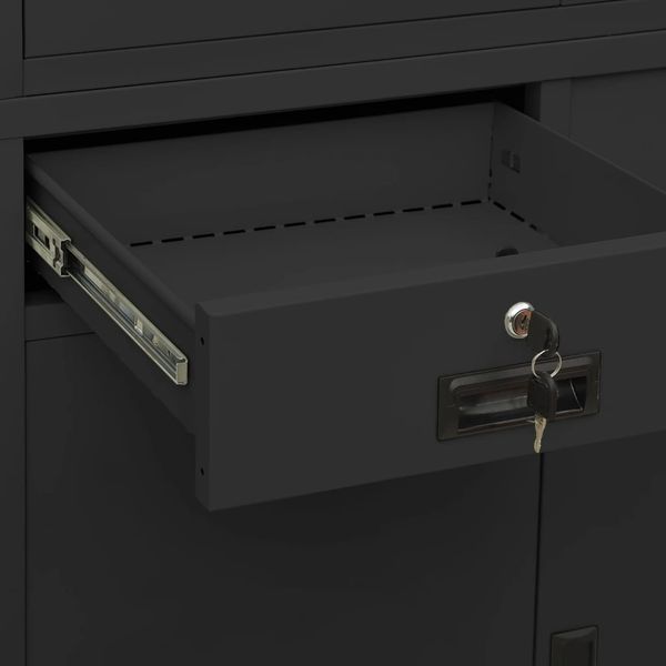 vidaXL Büroschrank Anthrazit 90x40x180 cm Stahl gehärtetes Glas 336424 Bild 9