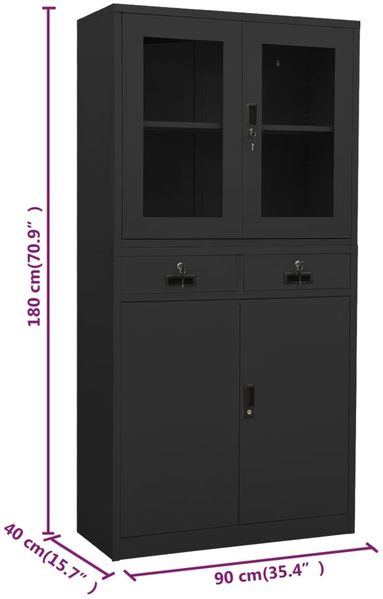 vidaXL Büroschrank Anthrazit 90x40x180 cm Stahl gehärtetes Glas 336424 Bild 11