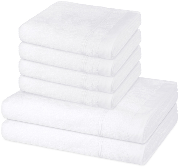 Ross Rubin 6 tlg. Frottier-Set - 4 X Handtuch (50 X 100cm), 2 X Duschtuch (70 X 140cm) - 480 - Weiß