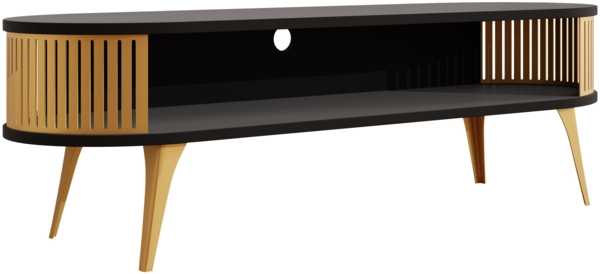 TV-Lowboard Rajkon Oval Gold (Farbe: Gold / Schwarz Molet)