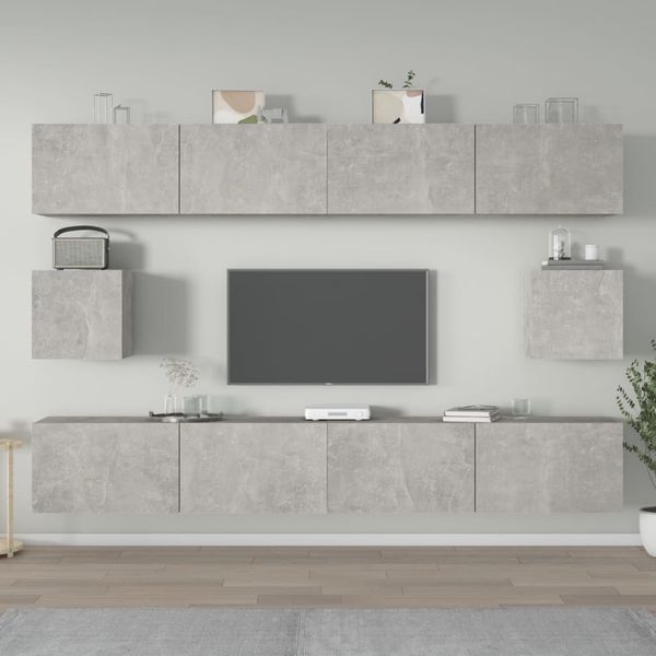 6-tlg. TV-Schrank-Set Betongrau Holzwerkstoff [3114369]