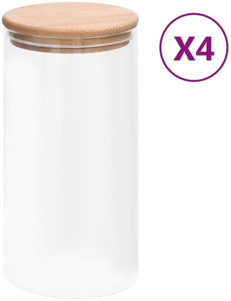 vidaXL Vorratsgläser mit Bambusdeckel 4 Stk. 1200 ml 150705
