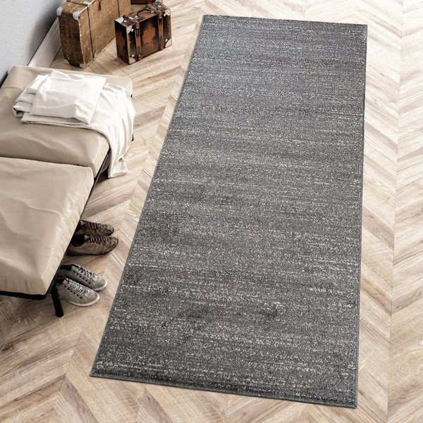 Mazovia Läufer Läufer Flurläufer Einfarbig für Vorzimmer, Küche - Anthrazit, 120 x 100 cm, Kurzflor, Meterware, Höhe 10 mm