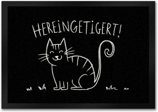 speecheese Fußmatte Hereingetigert! Fußmatte in 35x50 cm mit lächelnder Katze