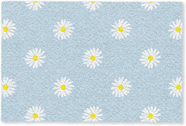 MuchoWow Fußmatte Gänseblümchen - Pastell - Weiß - Blau - Blumen, Rechteckig, innen Schmutzfangmatte, Tür, Schmutzfänger Flur, Teppich, 60x40 cm