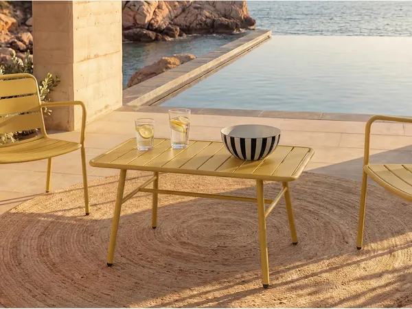 Vente-unique - MIRMANDE Gartensitzgruppe Metall Gelb - B 50 cm x H 47 cm x L 89 cm