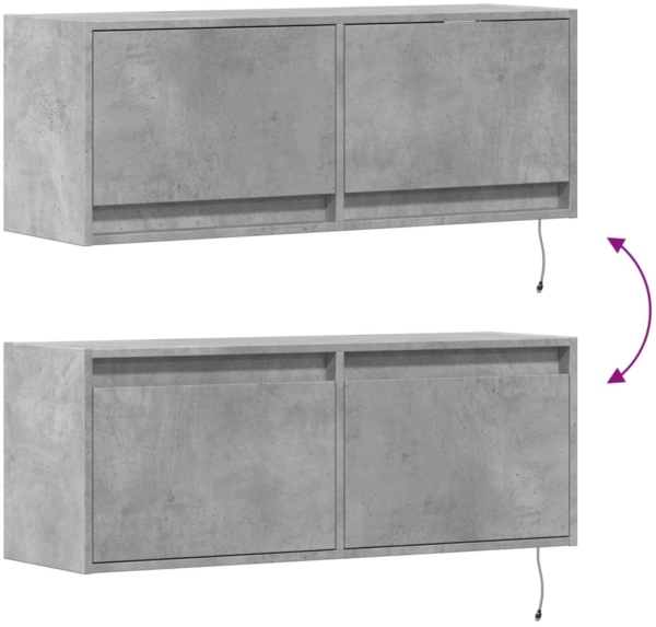 vidaXL TV-Wandschrank mit LED-Beleuchtung Betongrau 100x31x35 cm 852365 Bild 9