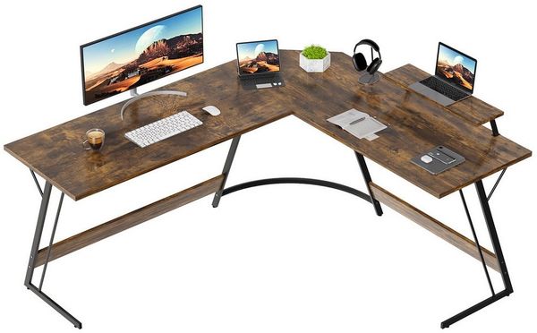 GUNJI Computertisch L-förmiger Gaming-Schreibtisch, Eckschreibtisch, 120cm (Tischplatte aus Kohlefaser mit Display-ausgestatteten Beinen und Z-förmigem Rahmen)