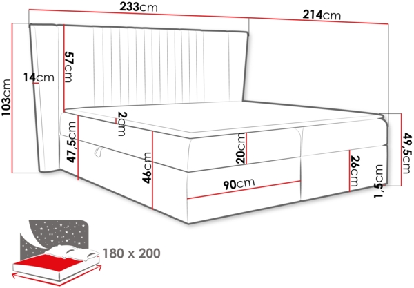 Boxspringbett 'Sagaru' Taupe 180x200 cm Bild 4
