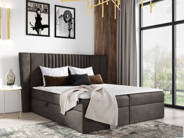 Boxspringbett 'Sagaru' Taupe 180x200 cm Bild 2