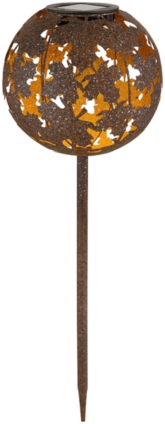 LED Solarleuchte, Rostfarbe, Ahornblätter, Erdspitz, H 52,5 cm