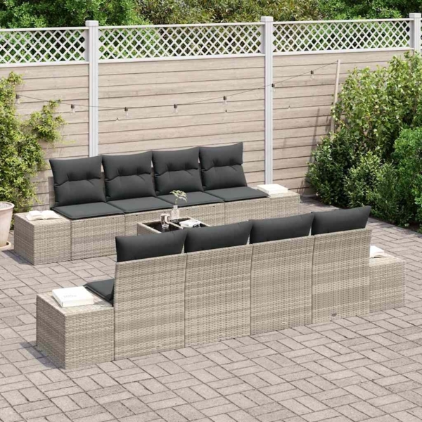 vidaXL Garten-Sofa-Set 8 pcs Hellgrau und Dunkelgrau Poly-Rattan 3355661 Bild 2