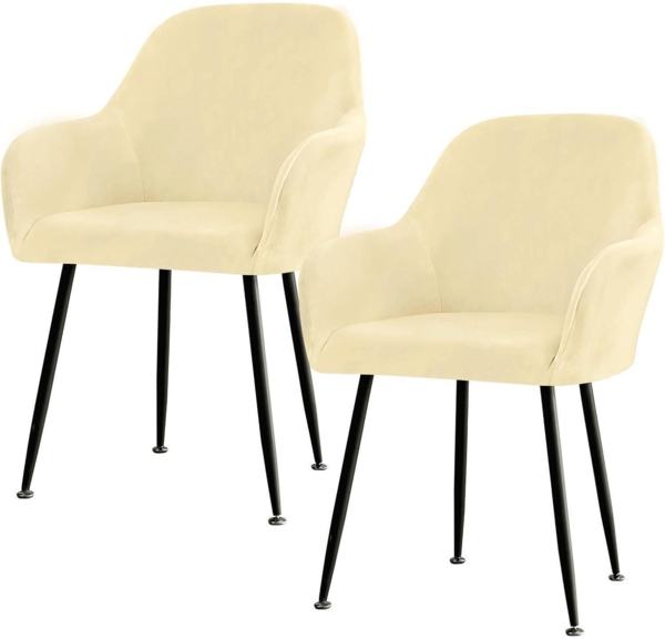 Elastischer Stretch Stuhlbezug mit Armlehne, 2er Set Schwarz Beige