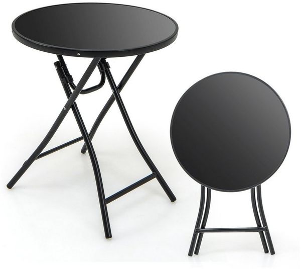 KOMFOTTEU Gartentisch Ø59cm, aus Metall und gehärtetem Glas