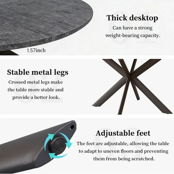 Jiexi Esstisch Ausziehbarer Tisch 120–160 cm, Metallbeine, 150 kg Tragkraft Bild 4