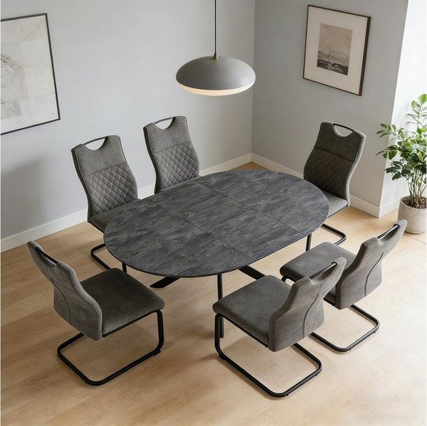 Jiexi Esstisch Ausziehbarer Tisch 120–160 cm, Metallbeine, 150 kg Tragkraft