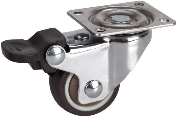 Möbel-Lenkrolle mit Radfeststeller 38 x 17 mm Tragkr. 30 kg