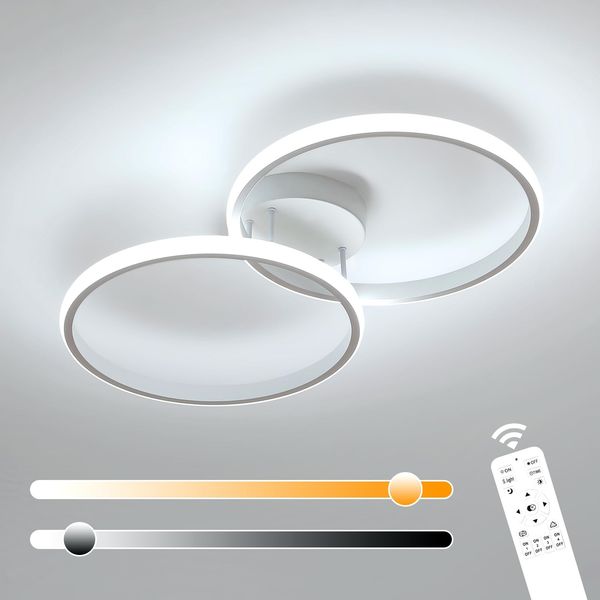 Toolight LED Deckenleuchte Modern, 38W 4275LM LED Deckenlamape Dimmbar, Modern Wohnzimmerlampe mit Fernbedienung 3000K-6500K, Deckenleuchte für Schlafzimmer Wohnzimmer Küche, Weiß, 54CM
