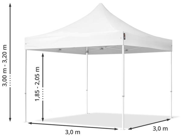 3x3 m Faltpavillon, ECONOMY Stahl 30mm, Seitenteile mit Sprossenfenstern, schwarz Bild 11