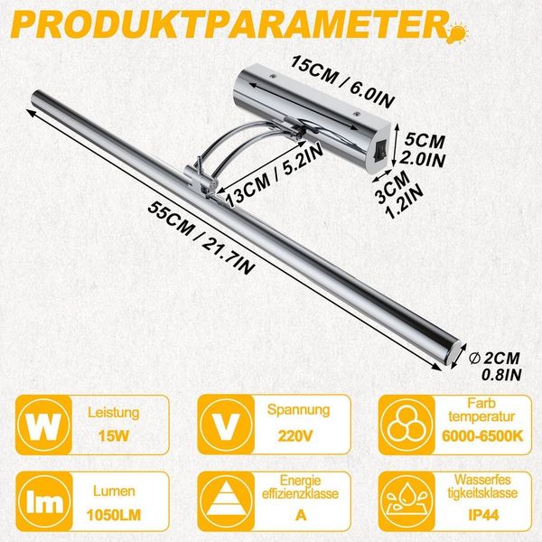 FIVMEN LED Spiegelleuchte Spiegellampe Wandleuchte Lampe Badleuchte LED Badezimmer Beleuchtung, 15W, für Wandbeleuchtung und Spiegel Beleuchtung