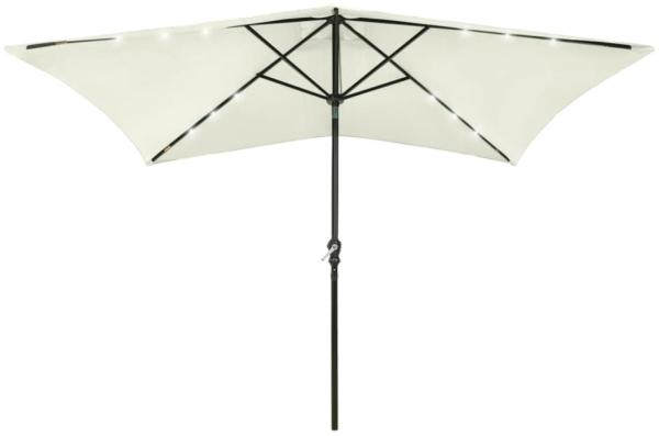 vidaXL Sonnenschirm mit LEDs und Stahl-Mast Sandweiß 2x3 m 313787