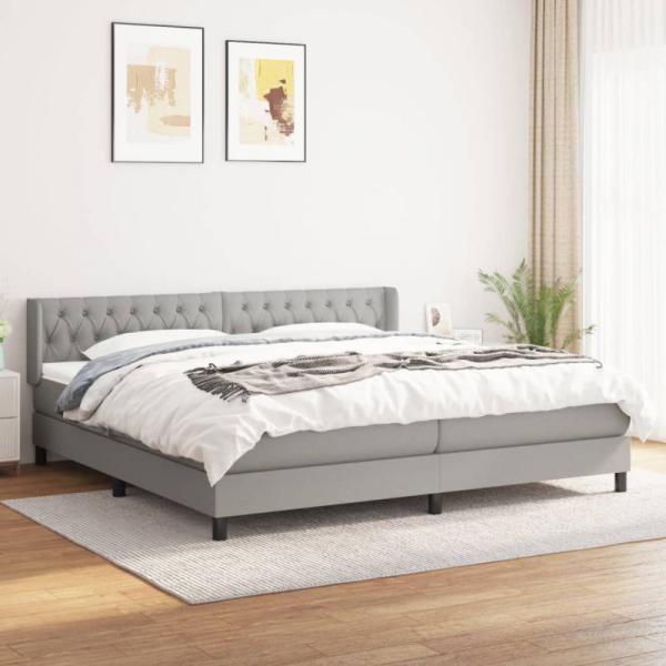 Boxspringbett mit Matratze Stoff Hellgrau 200 x 200 cm, Härtegrad: H2 [3129977]