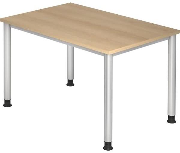 Schreibtisch HS12 4-Fuß rund 120x80cm Eiche Gestellfarbe: Silber