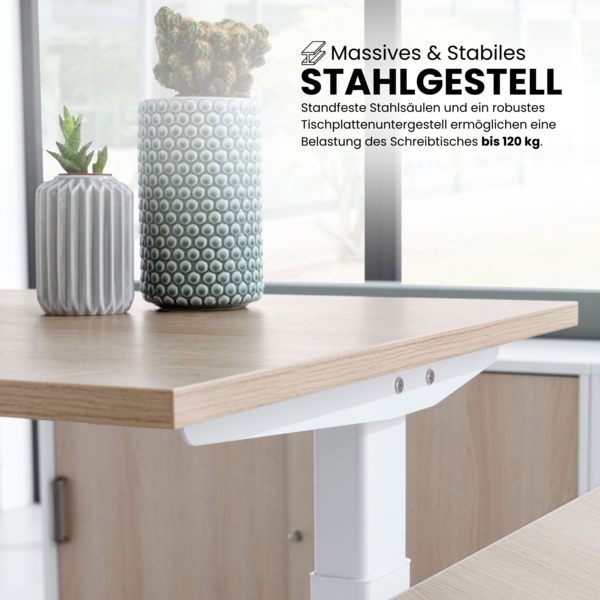 bümö elektrisch höhenverstellbarer Schreibtisch 160x80 cm mit Memory-Steuerung - Design Schreibtisch höhenverstellbar elektrisch, elektrischer Schreibtisch Nussbaum, Gestell graphit/alu, XBHM16-N-GC Bild 9