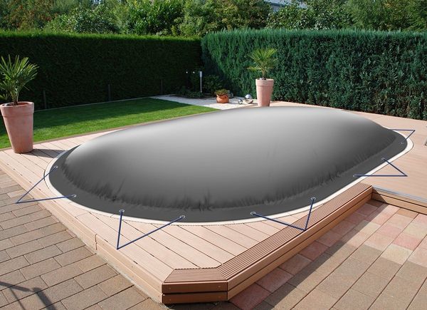 AirDeluxe Pool-Abdeckplane Ovale aufblasbare Poolplanen Schwimmbad Poolabdeckung, Winterabdeckung aus LKW Plane, 4,5x2,5 m