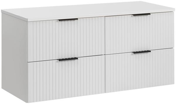 Waschtischunterschrank 120 cm weiß matt mit gerillter Front, 4 Softclose-Auszüge, ADELAIDE-56-WHITE