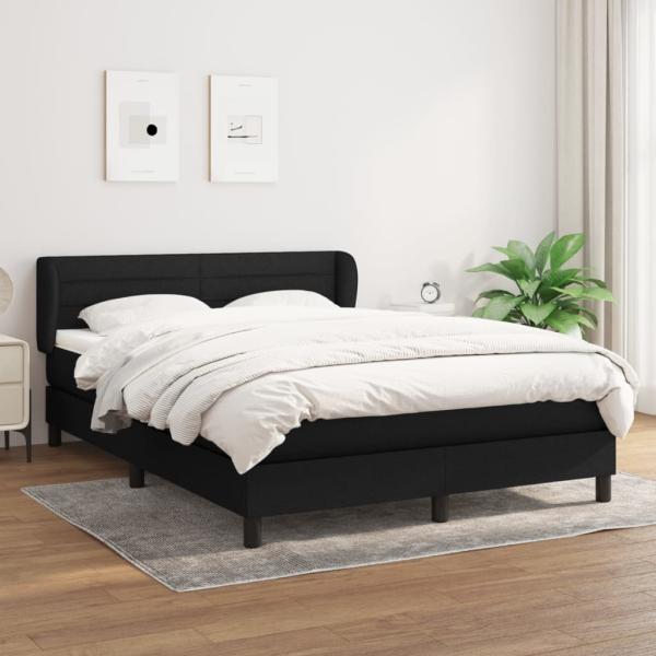 vidaXL Boxspringbett mit Matratze Schwarz 140x190 cm Stoff 3126319