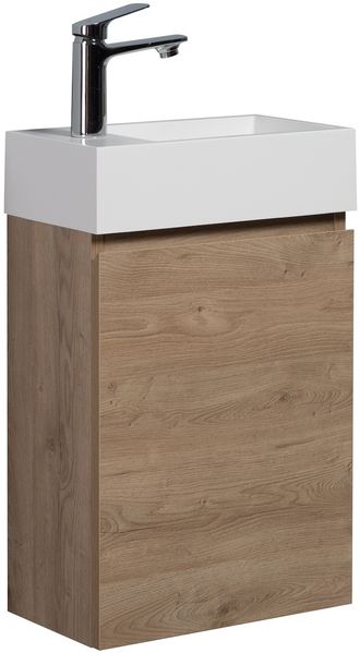 Badplaats Gäste-WC Waschtisch Set Angela 40 x 22 cm Kastanien Eiche - Platzsparend Badmöbel Set mit Waschbecken und Unterschrank, Soft-Close