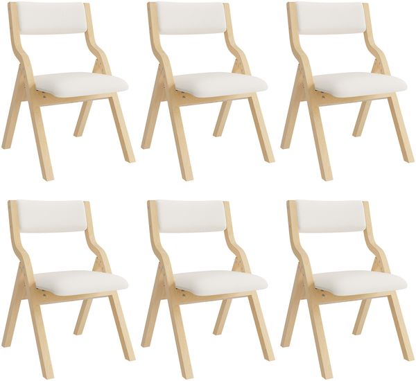 Merax klappbare Esszimmerstühle, (Set, 6 St), 6er Set Polsterstühle aus Massivholz, bequem und atmungsaktiv, faltbar und verstaubar, Leinen, Beige