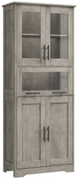 GarveeMore Küchenbuffet mit 5 Türen & 2 verstellbaren Regalen,60 x 30 x 170 cm Mehrzweckschrank,Küchenschränke,für Küche und Wohnzimmer