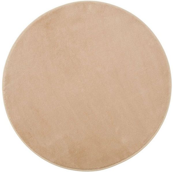 Gözze - Premium Rutschfester Runder Badezimmerteppich, RIO, 100% Microfaser, Ø 110 cm - Sand